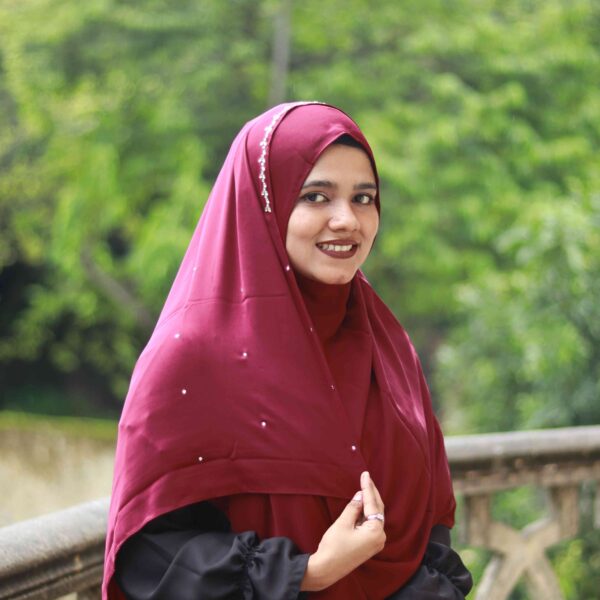 Liyana 2 Minutes Hijab (Dark-Maroon) - Premium Cherry Fabric