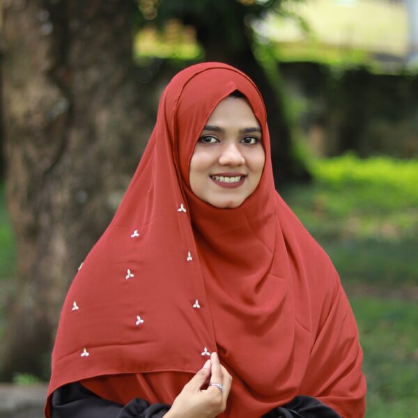 Sana 2 Minutes Hijab (Brick Color) - Premium Cherry Fabric